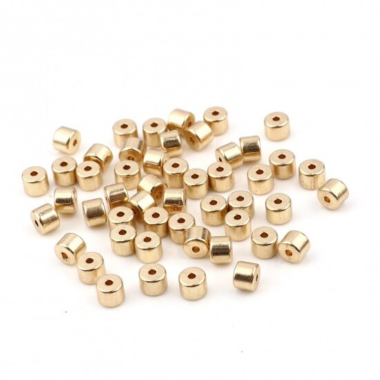 20 Cylinder Spacer Beads 5x4mm Silver Tone or Gold