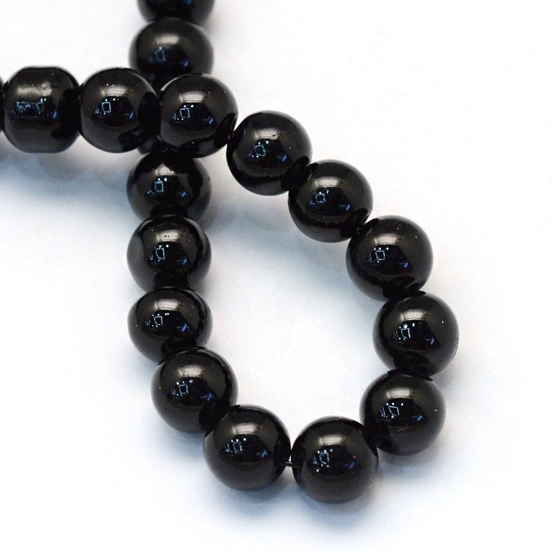 Black Glass Pearl Beads 3mm 4mm 6mm 8mm 10mm