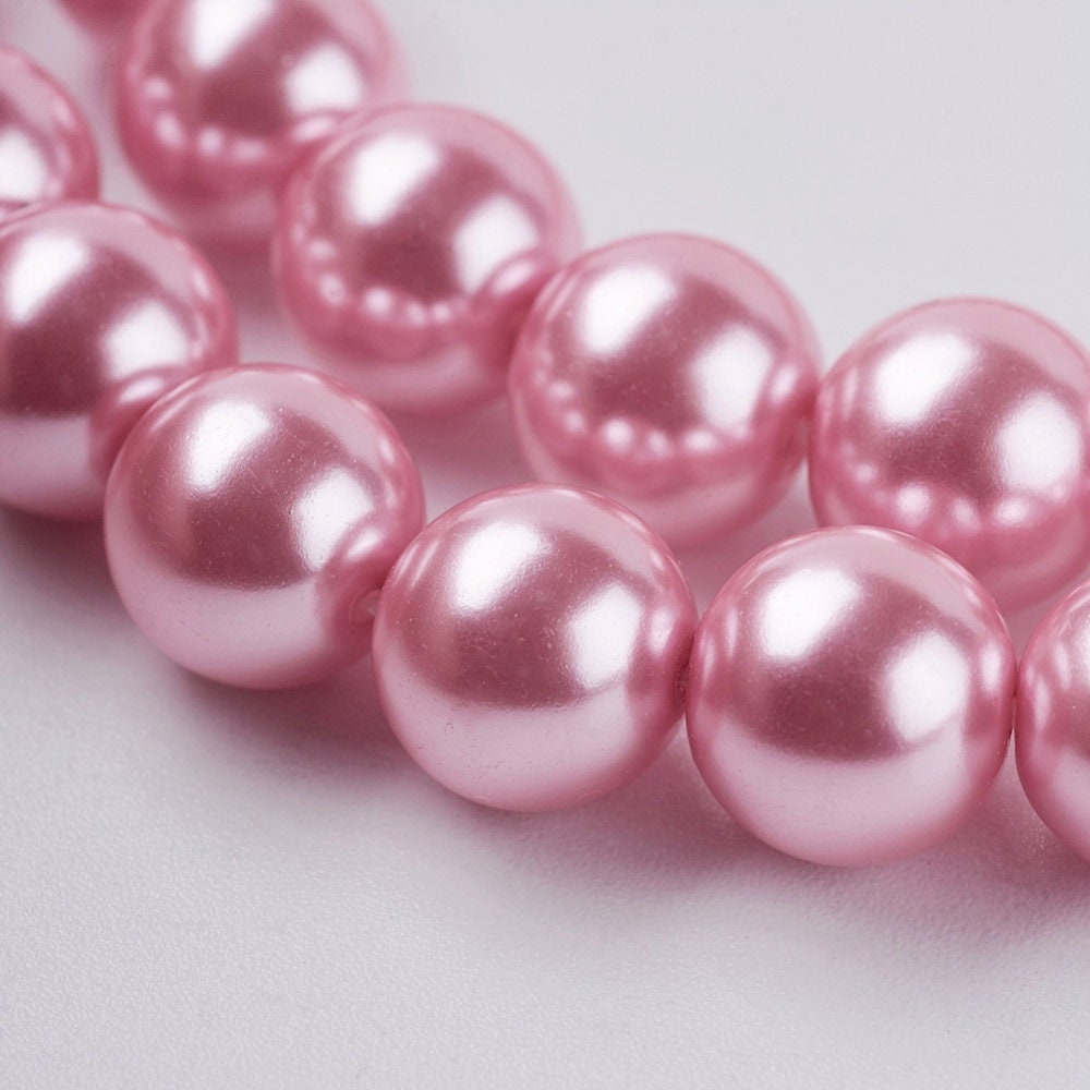 8mm Black Glass Pearl Beads, White Glass Pearls, Red Glass Pearls, Pink Pearls