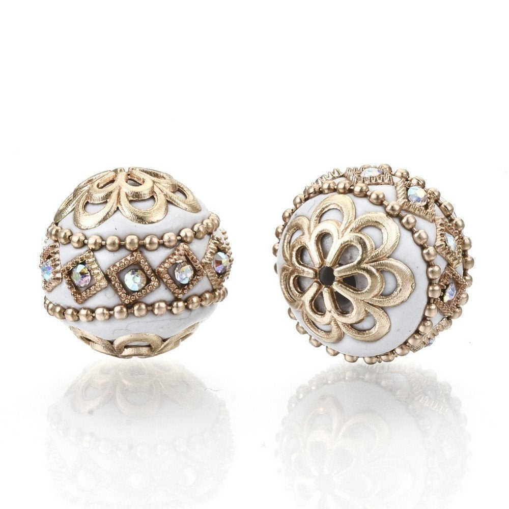 5 Embellished beads, Focal Beads, 19.5 x 19mm, Jewelry Making Supplies