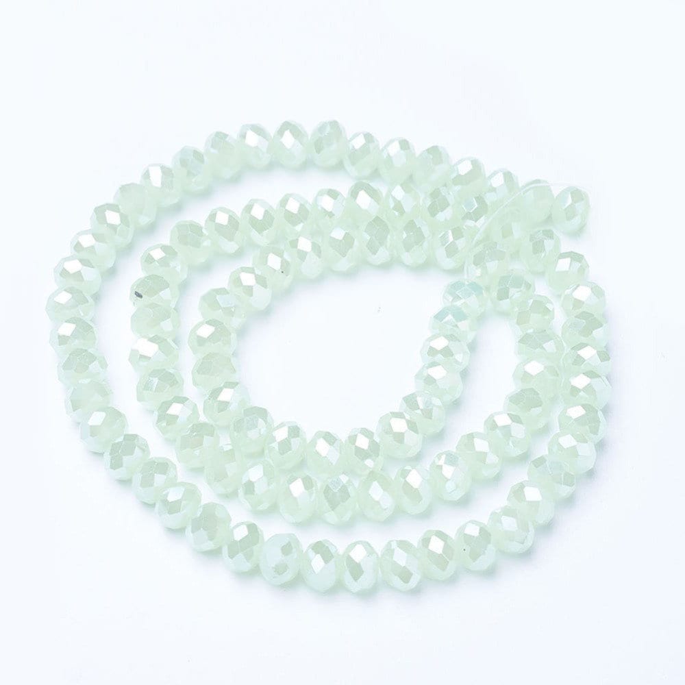 Green Rondelle Glass Beads, 8mm, 6mm, 4mm