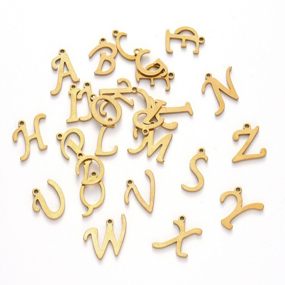 Stainless Steel Letter Charms Alphabet Full Set, Initial Charms