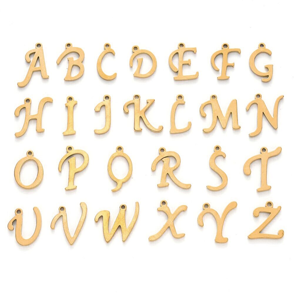 Stainless Steel Letter Charms Alphabet Full Set, Initial Charms