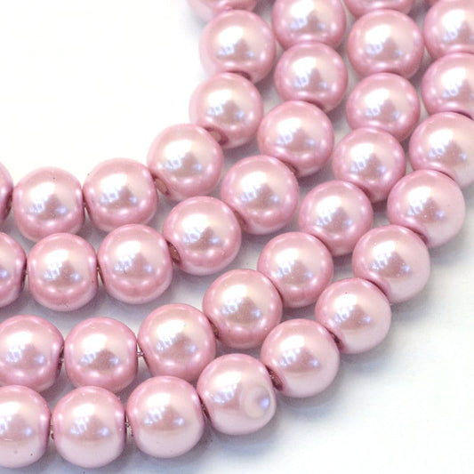 Mauve Glass Pearls 14mm 12mm 10mm 8mm 6mm 4mm 3mm, Pink Glass Pearl Beads