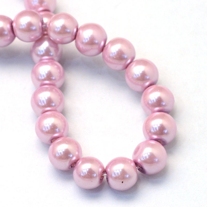 Mauve Glass Pearls 14mm 12mm 10mm 8mm 6mm 4mm 3mm, Pink Glass Pearl Beads