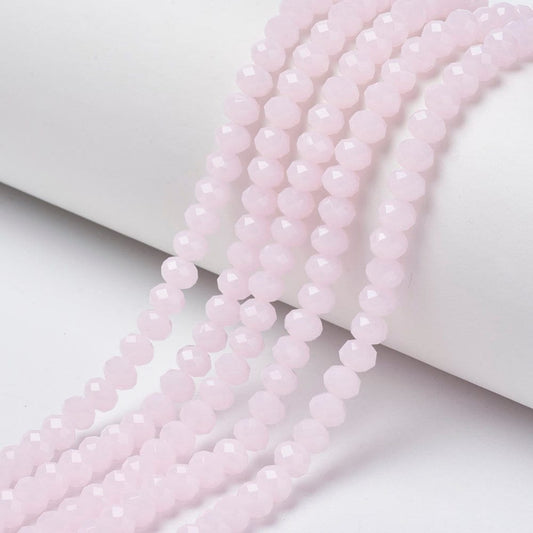 Pink Faceted Rondelle Glass Beads