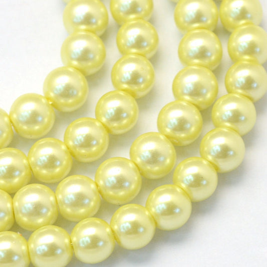 Yellow Glass Pearl Beads 4mm 6mm 8mm