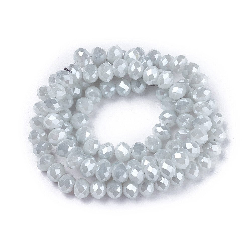 Light Gray Rondelle Pearl Luster Plated Beads 10mm 8mm 6mm