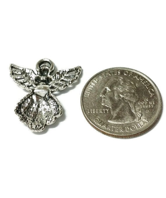 10 Charm Pendants Angel Antique Silver 26mm x 23mm, Angel Charms, Angel Pendant, Easter Charms, Christmas Charms