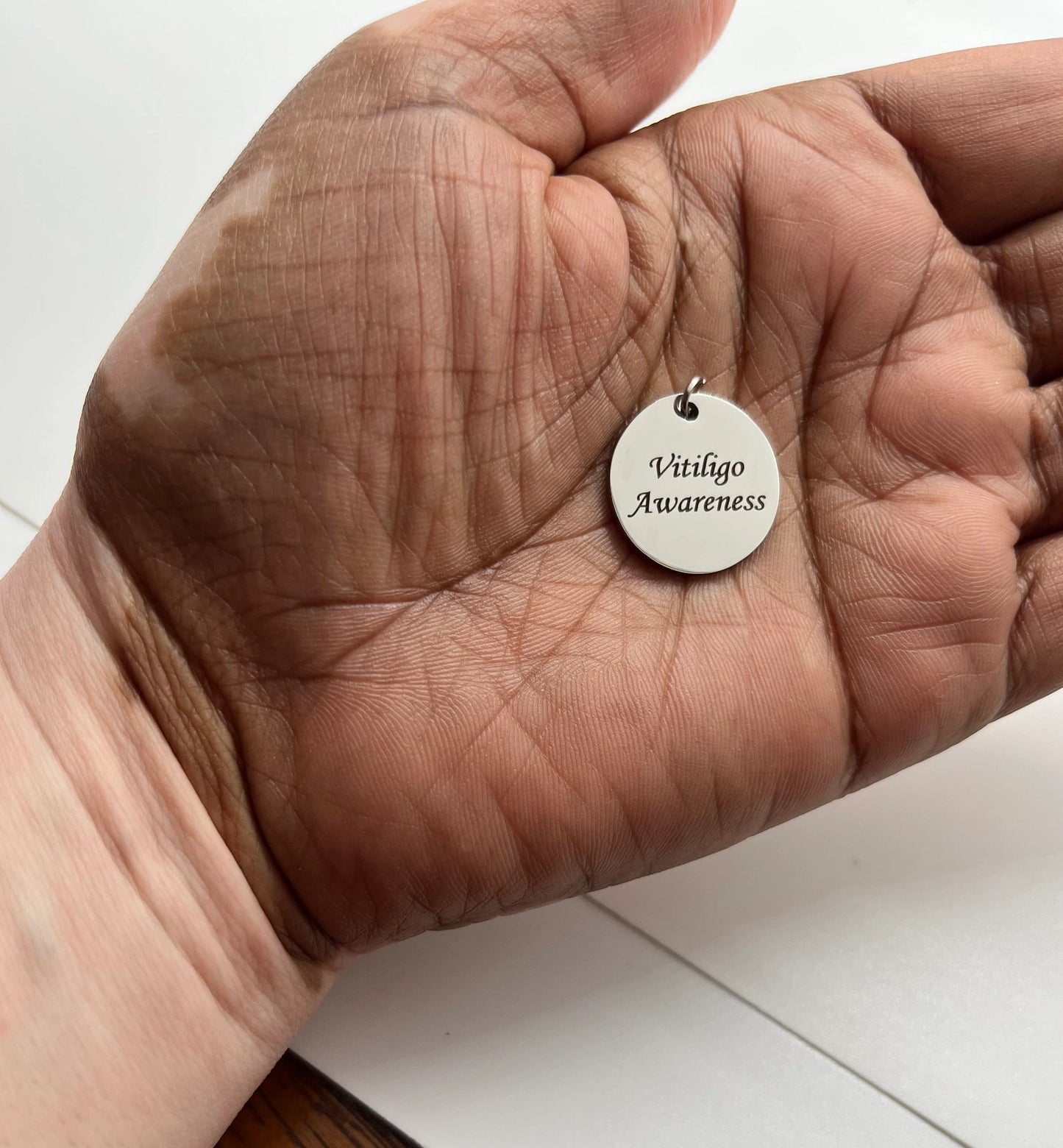 Vitiligo Awareness Charm, Stainless Steel Charm 20mm
