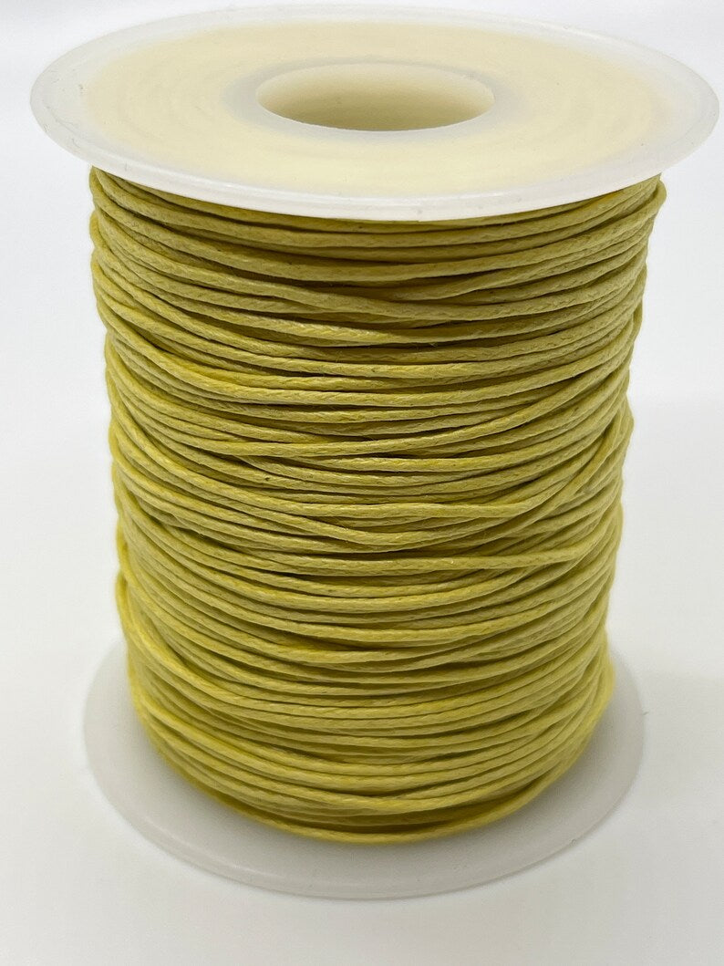 Yellow Waxed Cotton Cord 1mm 100 yards per roll