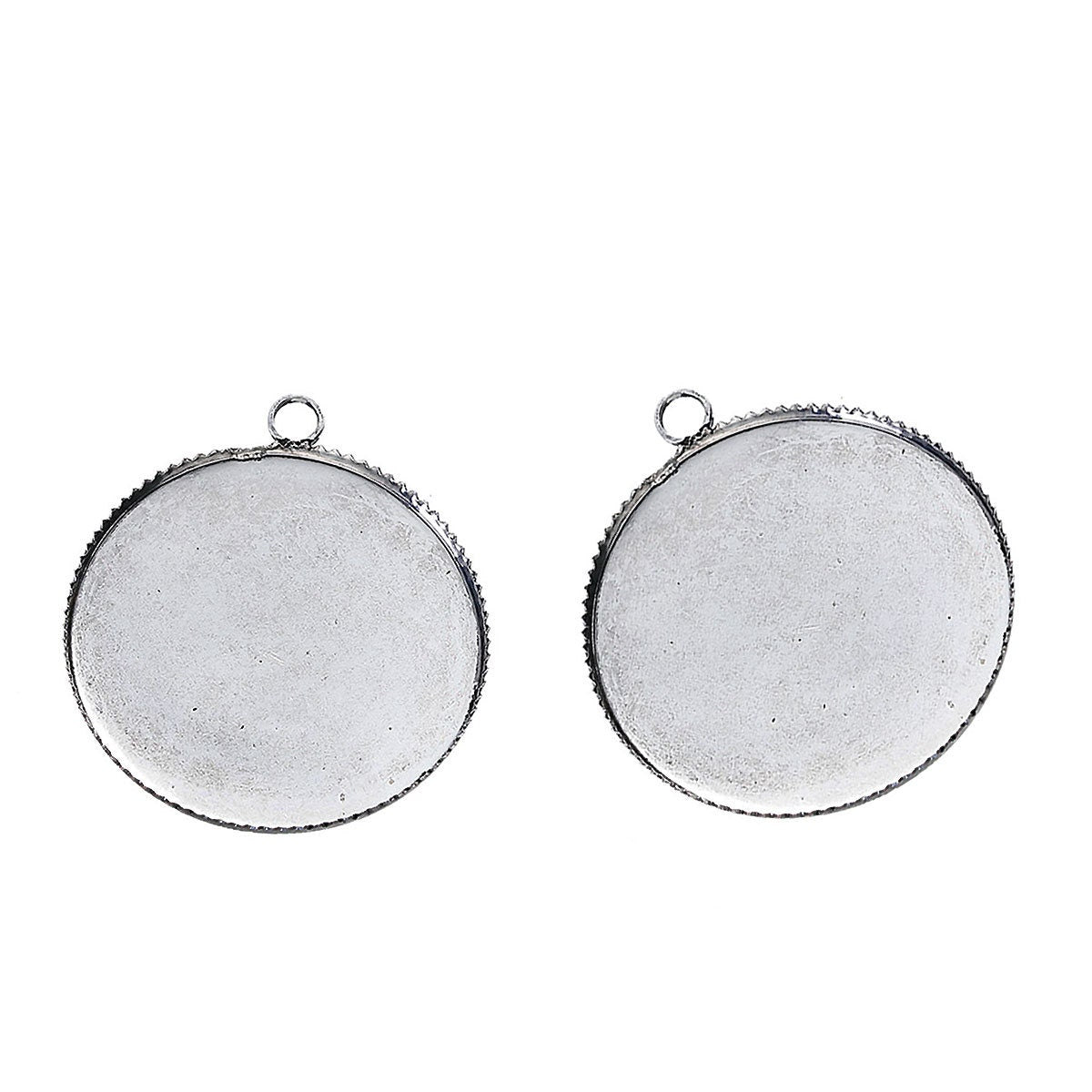 10 25mm Round Pendant Trays Silver Plated Fits Cameos 25mm Round, Pendant Tray Antique Silver Tone