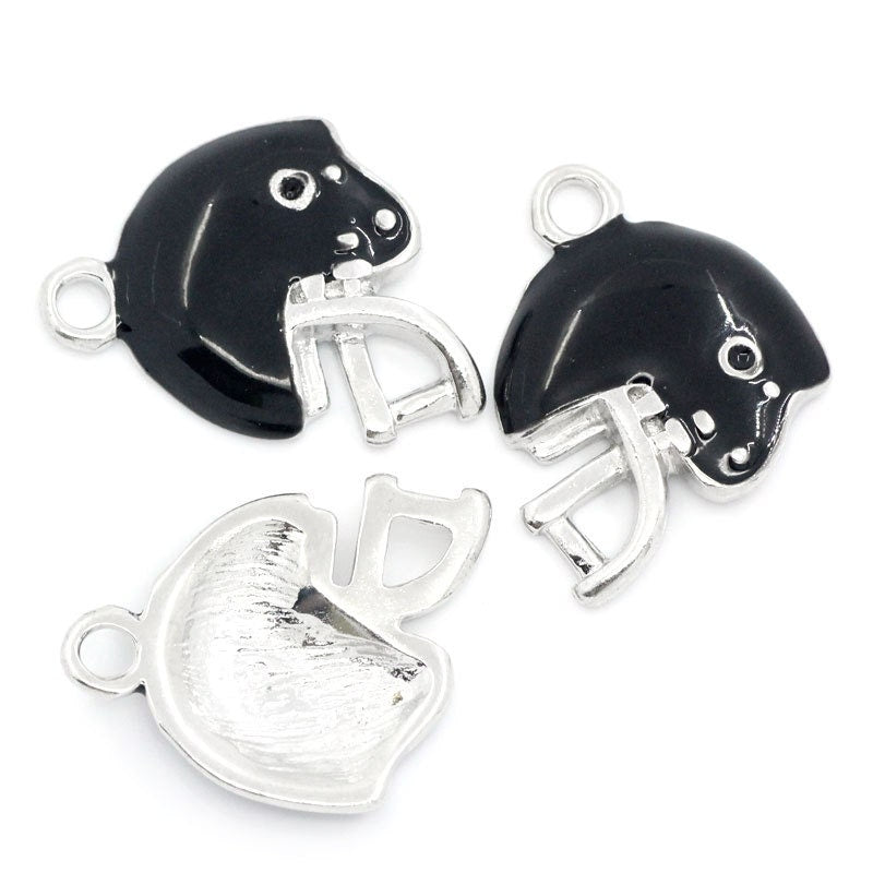 10 Football Charms, Enamel Football Helmet Charms, Sports Charm