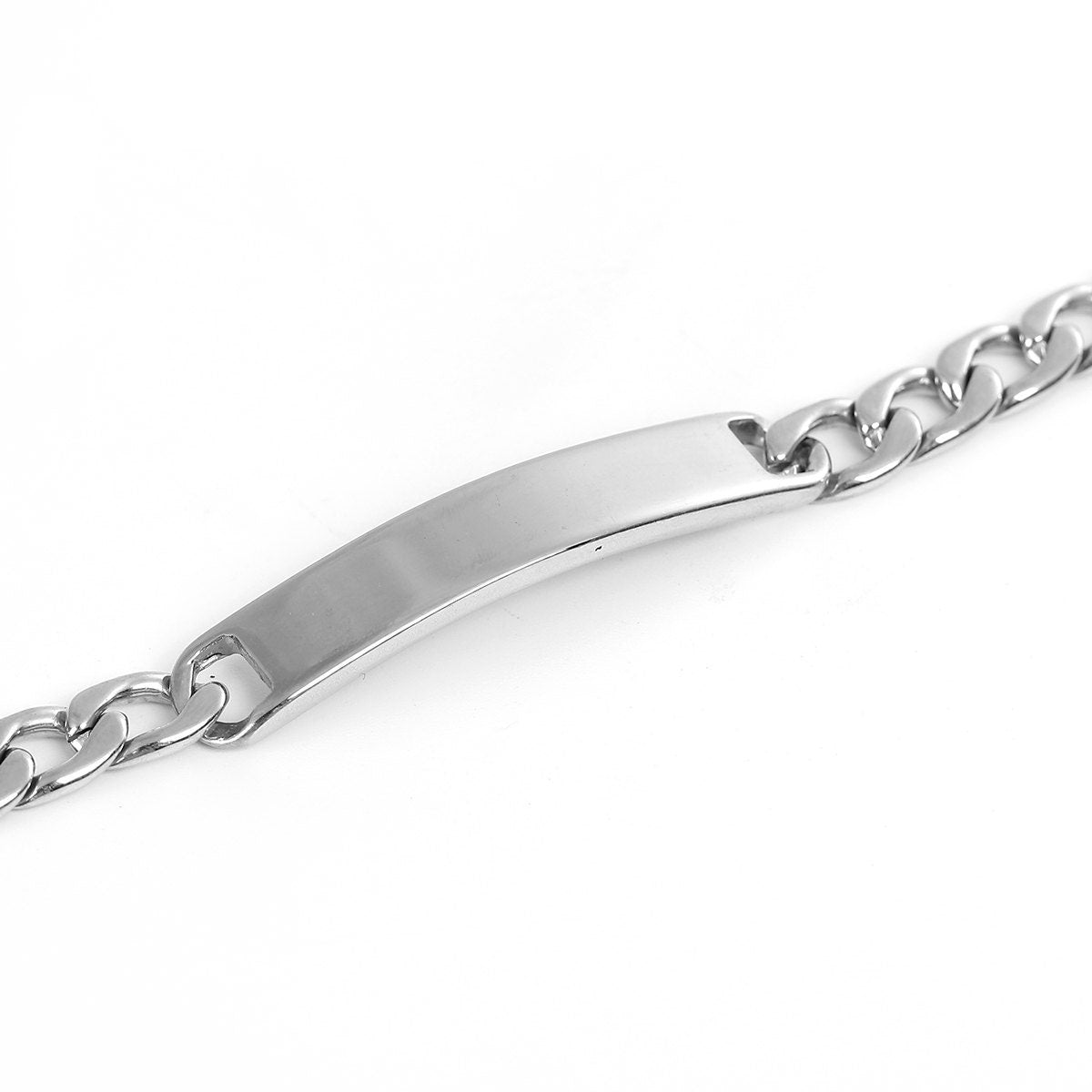1 Stainless Steel Curb Chain Bracelet, metal charm blanks, 304 Stainless Steel Blank Bar Bracelet