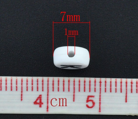 Letter K Beads 7mm, Black & White Alphabet Beads, Acrylic letter beads, Spacer Beads 7mm