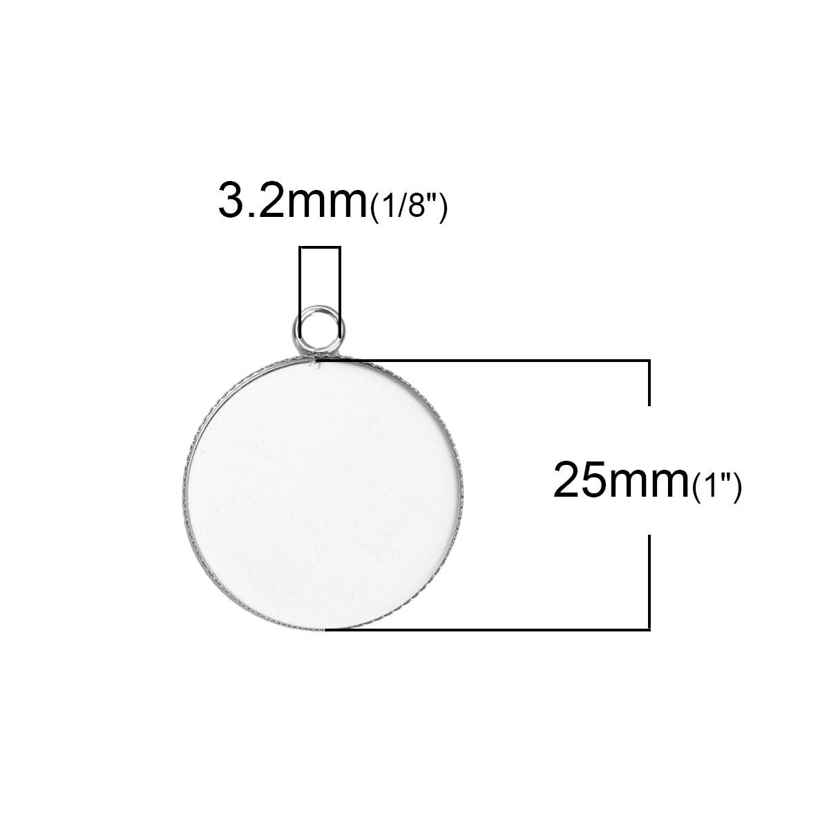 10 25mm Stainless Steel Pendants Round Silver Tone Cabochon Settings Fits 25mm cabochons