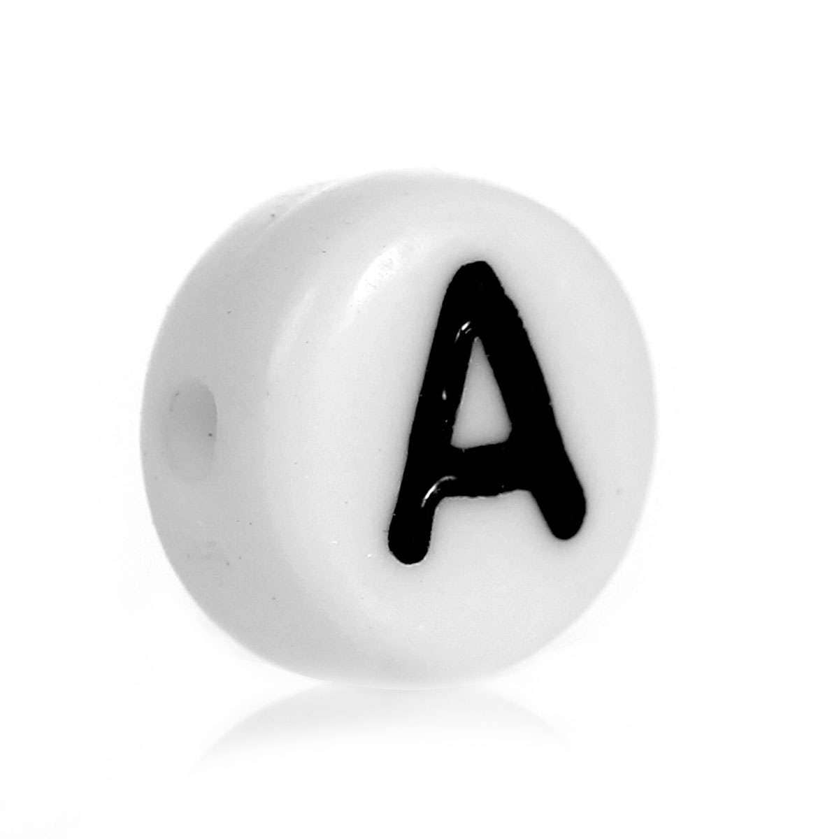 Letter A Beads 7mm, Black & White Alphabet Beads, Acrylic letter beads, Spacer Beads 7mm