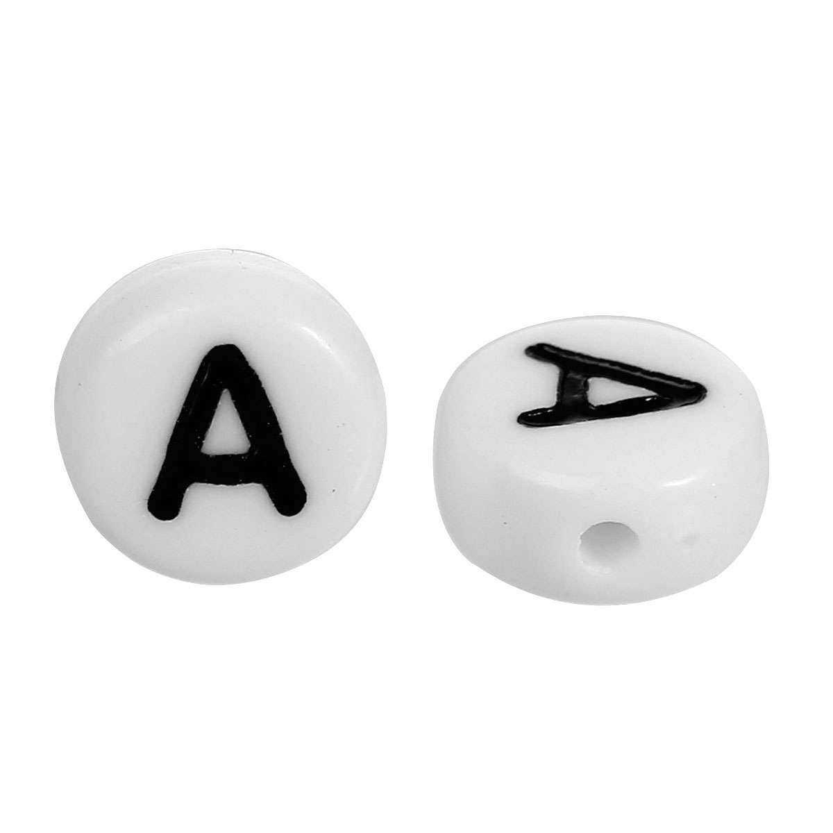 Letter A Beads 7mm, Black & White Alphabet Beads, Acrylic letter beads, Spacer Beads 7mm