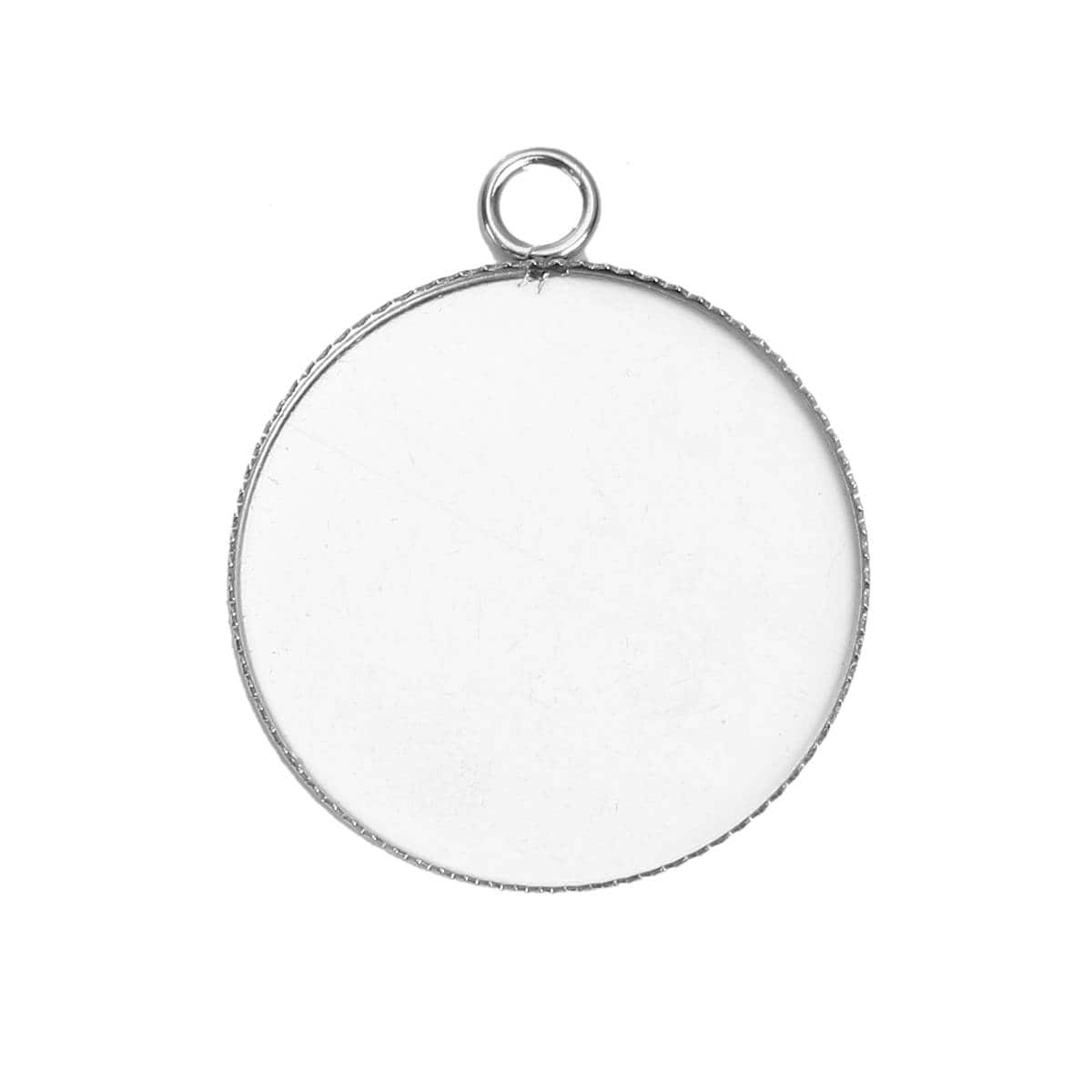 10 25mm Stainless Steel Pendants Round Silver Tone Cabochon Settings Fits 25mm cabochons