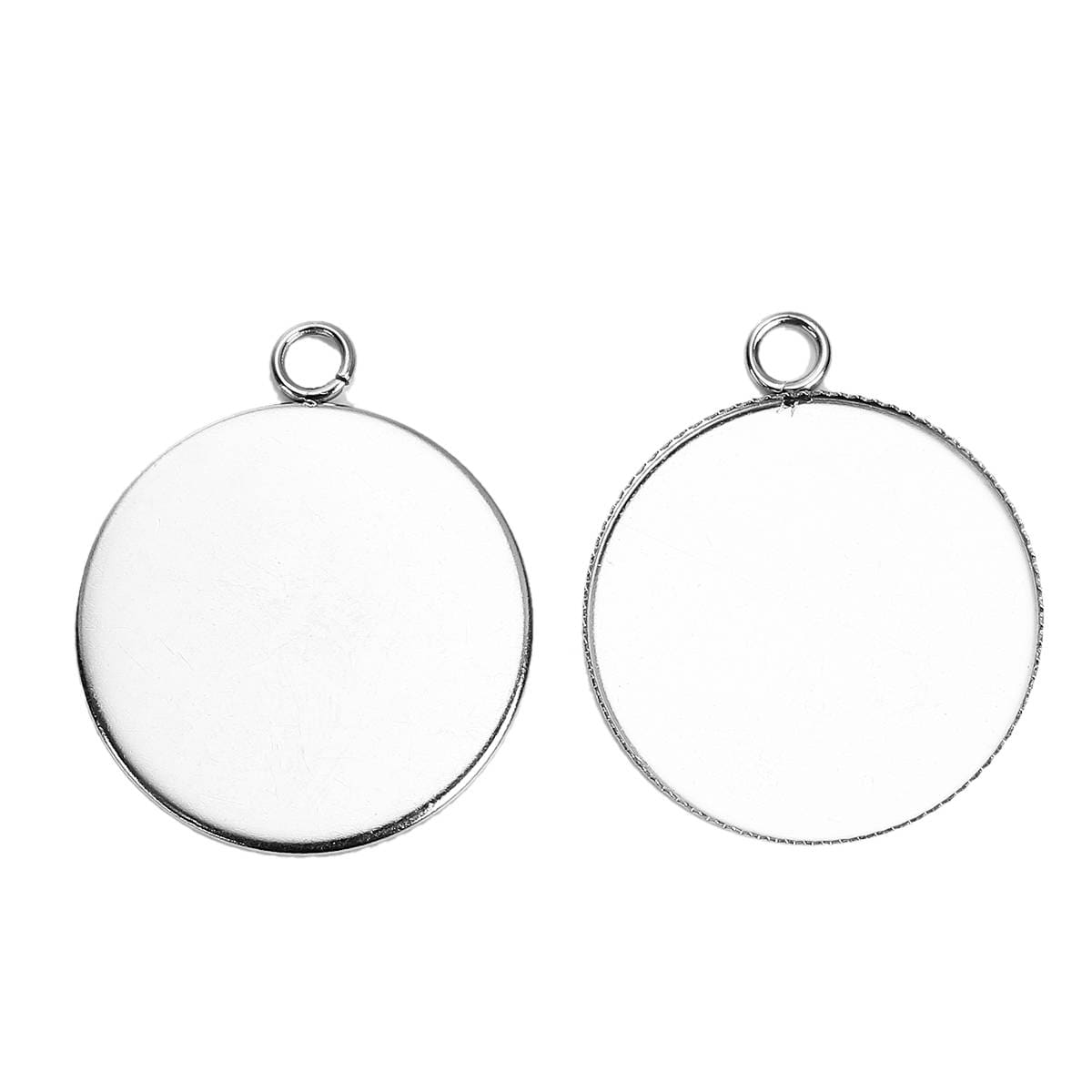 10 25mm Stainless Steel Pendants Round Silver Tone Cabochon Settings Fits 25mm cabochons