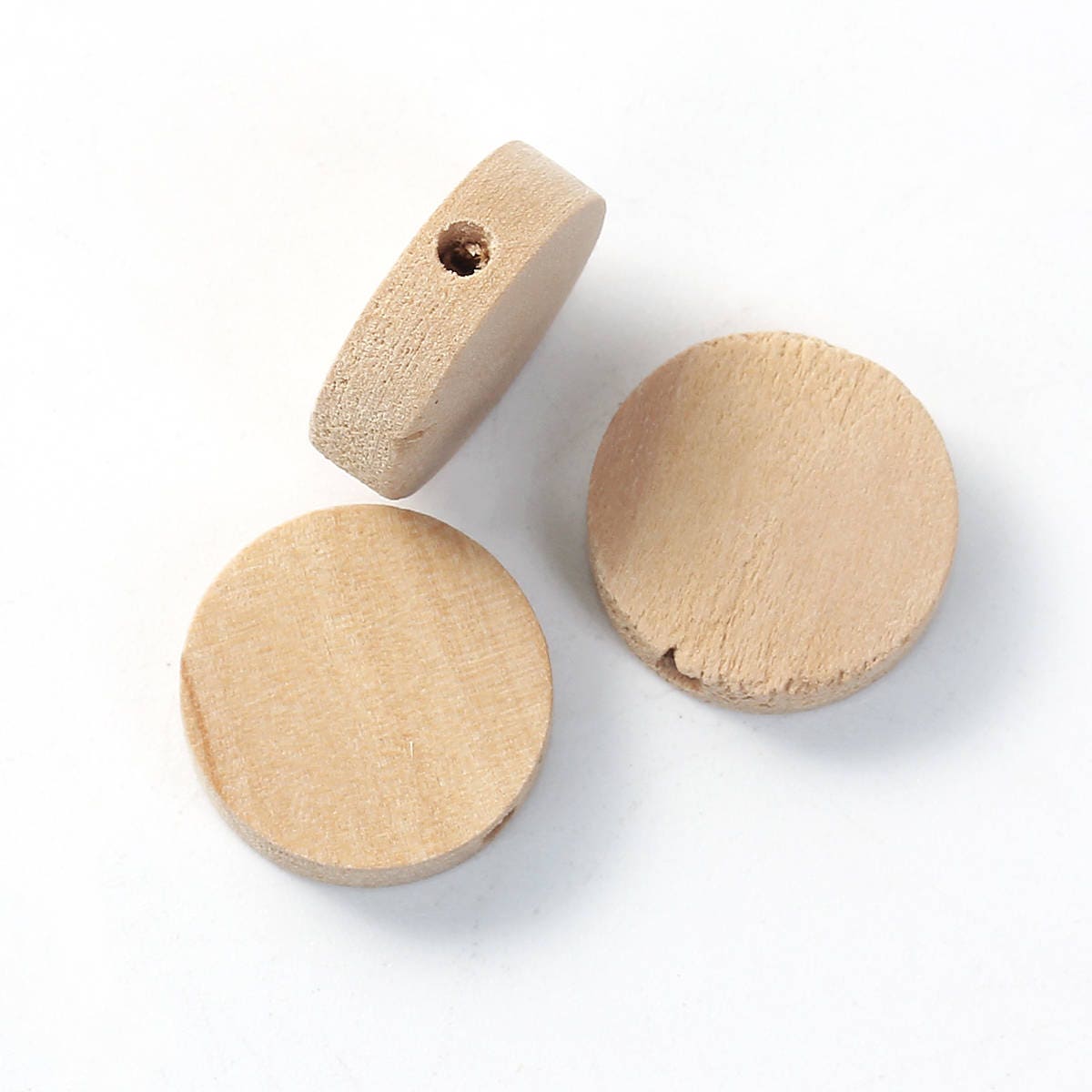 50 Wood Disc Beads, 15mm Beads, Natural Wood Beads, Flat Beads, Disc Beads, Coin Beads, Circle Beads, Round Beads
