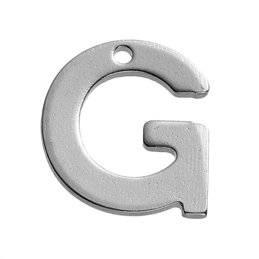 25 Letter G Charms Stainless Steel 11mm x 10mm, Initial Charms, 3491