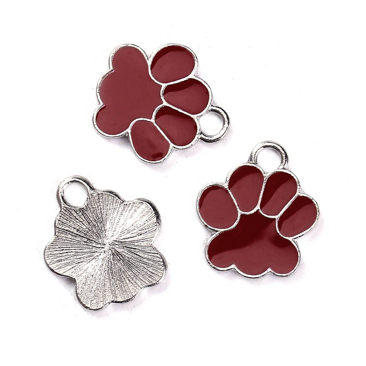 10 Bear paw enamel charms, Tiger Charms, Mascot Charms, Jewelry Making Supplies