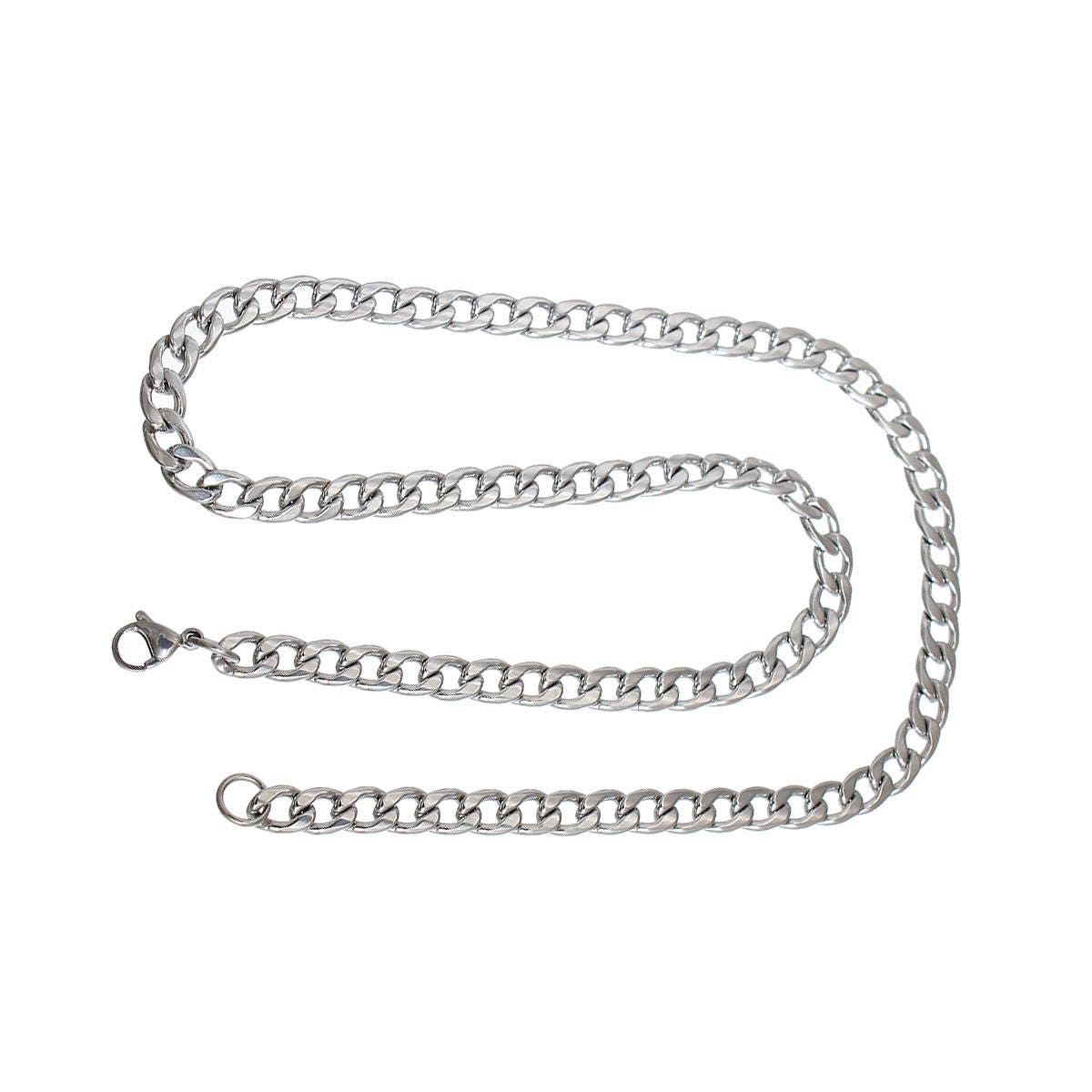 1 Stainless Steel Link Curb Chain Necklace Silver Tone 55cm (21 5/8") long, Chain Size 10x7mm