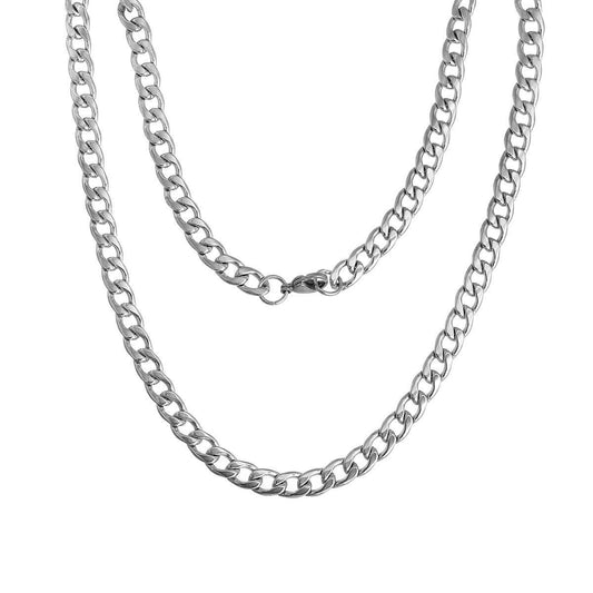 1 Stainless Steel Link Curb Chain Necklace Silver Tone 55cm (21 5/8") long, Chain Size 10x7mm