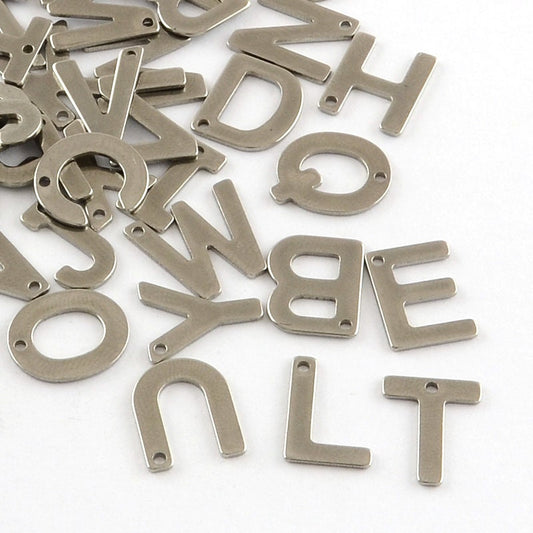 200 Random Stainless Steel Alphabet Letter Initial Charms