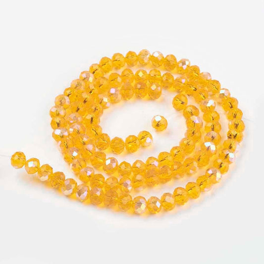 8mm Golden Yellow Faceted Rondelle Beads