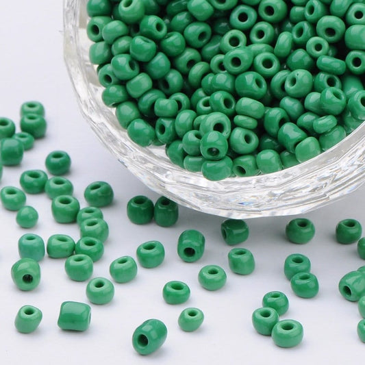 Green Seed Beads 6/0 100 grams