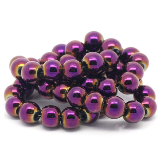 50 8mm Purple Synthetic Hematite Beads, 410