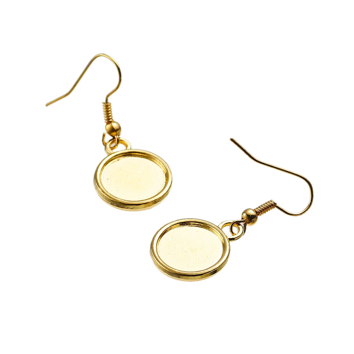 10 Pair Earring Cabochon Settings 2 Sides, Earring Findings Fits 12mm Cabs