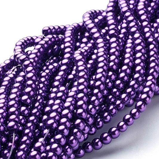 220 3mm Purple Glass Pearls