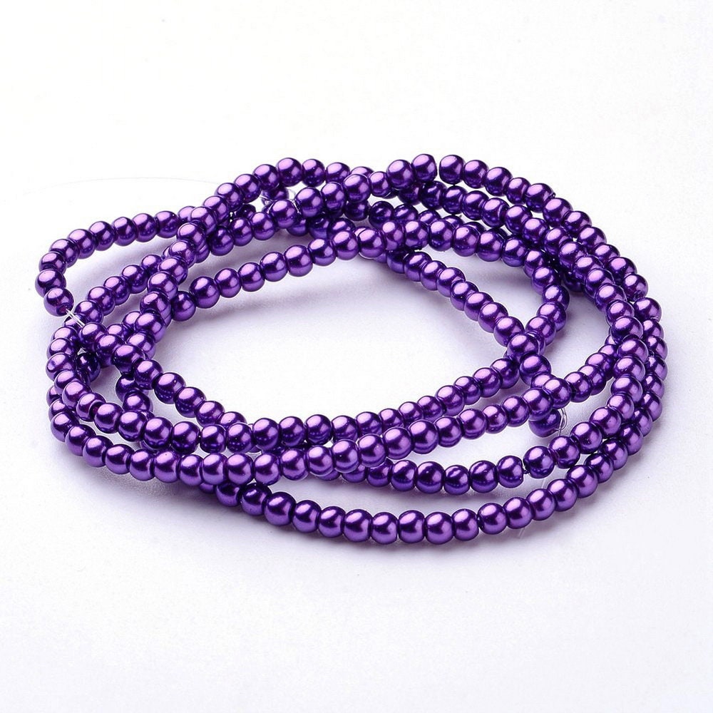 220 3mm Purple Glass Pearls