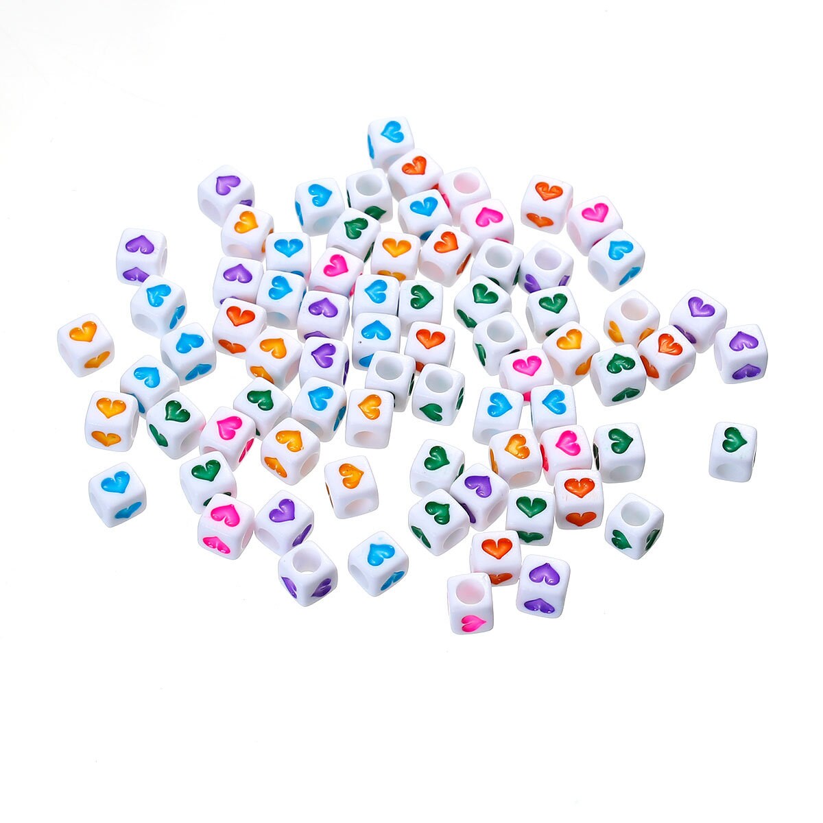 300 6mm Acrylic Heart Cube Beads
