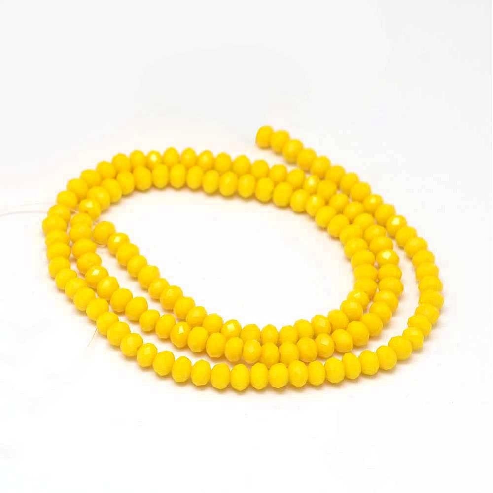 150 Yellow 3x2mm faceted rondelle glass beads