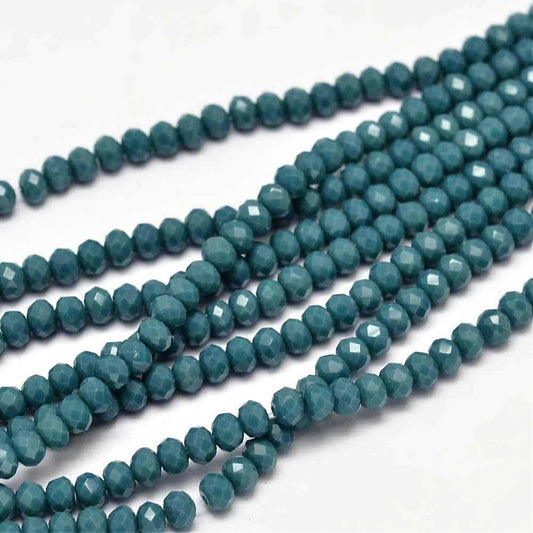 150 Teal Faceted Rondelle Glass Beads 3x2mm