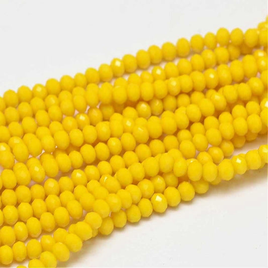 150 Yellow 3x2mm faceted rondelle glass beads