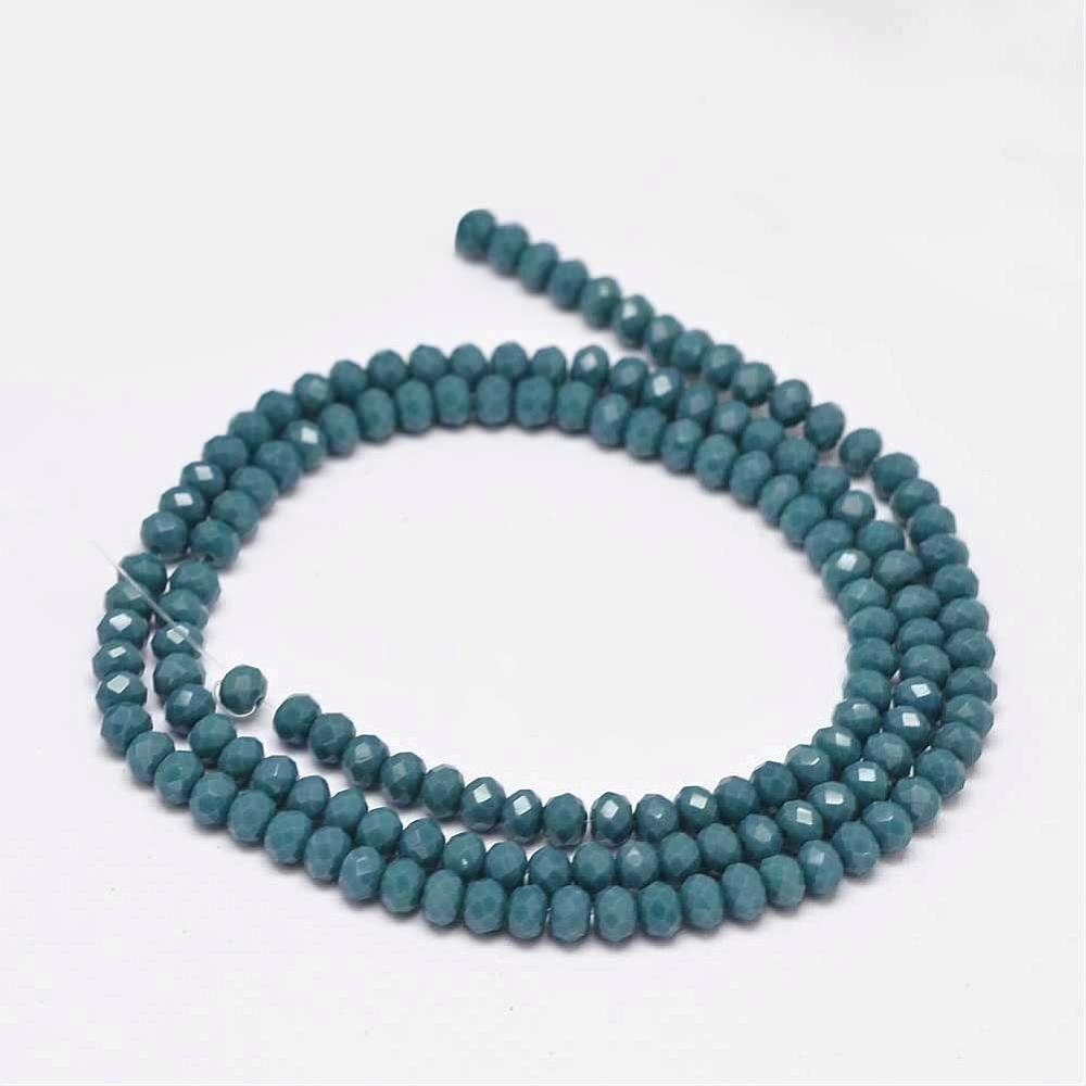 150 Teal Faceted Rondelle Glass Beads 3x2mm
