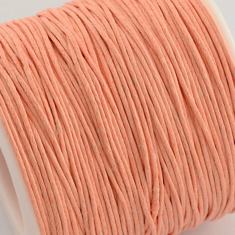 Peach Waxed Cotton Cord 1mm 100 yards per roll