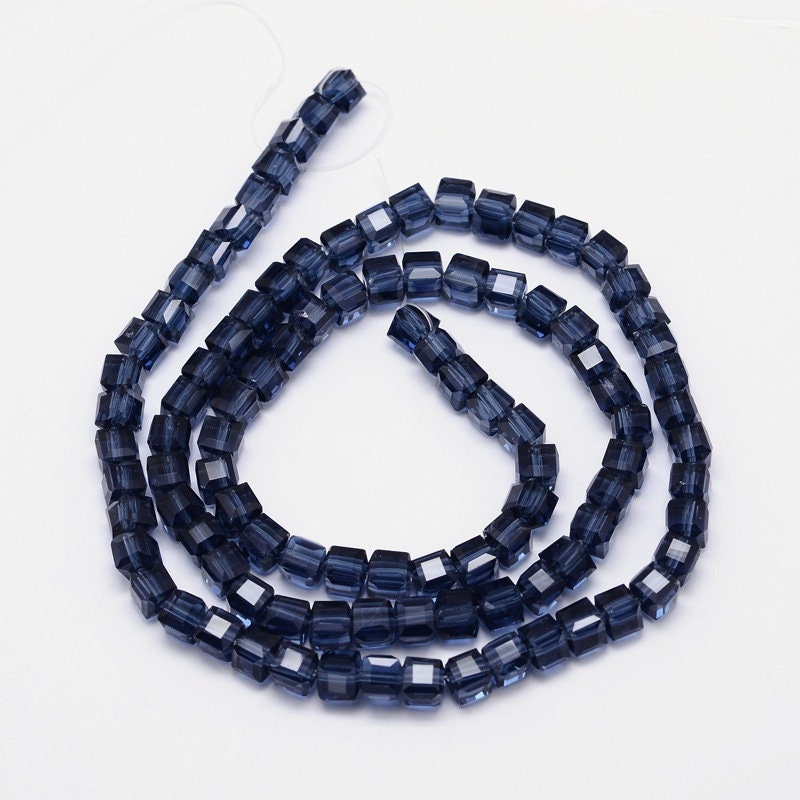 200 Prussian Blue Cube Beads, Glass Beads, 2mm Beads, Small Cube Beads 2mm x 2mm