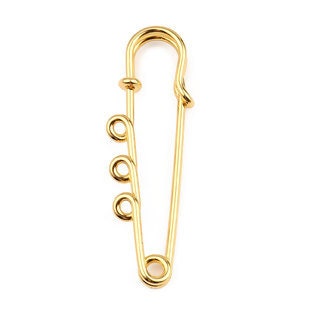 10 Safety Pin Brooch Pendant Connector 3 Loops 50mm x 17mm