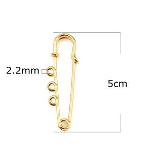 10 Safety Pin Brooch Pendant Connector 3 Loops 50mm x 17mm