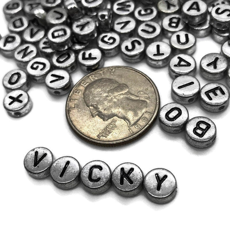 400 Silver Acrylic Alphabet Beads