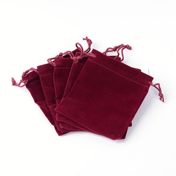 Dark Red Velvet Pouches 12cm x 10cm