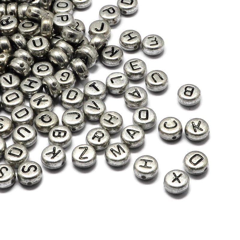 400 Silver Acrylic Alphabet Beads