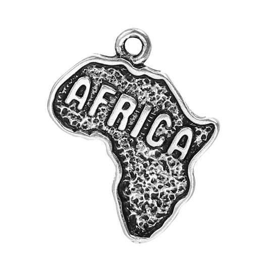 10 Africa Charms Antique Silver 24mm x 19mm