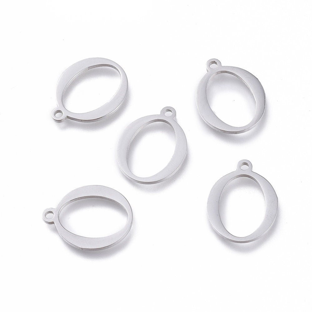 Omicron Greek Charms Stainless Steel, Greek Alphabet Charms, Letter O Charms